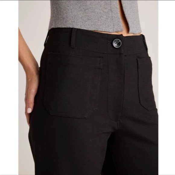 Quince Ultra-Stretch Ponte Cropped Wide Leg Pants Black Size 2 - Picture 2 of 5